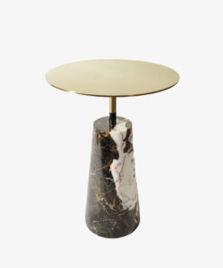Trapezoidal Stone Legs With Veins Stainless Steel Top Side Tables A0402-0003