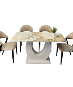 Ceramic Stone With Stainless Steel Dining Table Set For 4 D0102-0004