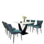 Ceramic Stone With Stainless Steel Legs Dining Table Set For 6 D0101-0010