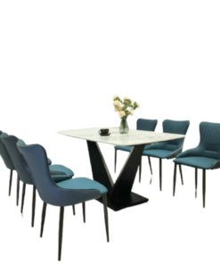 Ceramic Stone With Stainless Steel Legs Dining Table Set For 6 D0101-0010