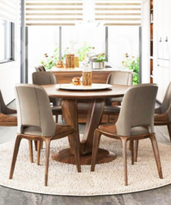 Round Walnut Dining Table Set For 6 D0101-0019