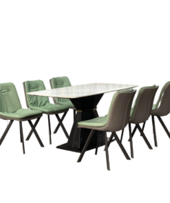 Ceramic Stone With Stainless Steel Legs Dining Table Set For 6 D0101-0006
