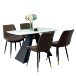 Ceramic Stone With Stainless Steel Legs Dining Table Set For 4 D0102-0003