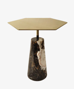 Trapezoidal Stone Legs Stainless Steel Top Side Tables A0402-0030