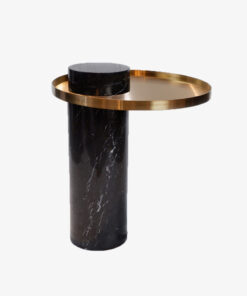 Cylindrical Stone Legs Stainless Steel Top Side Tables A0402-0031