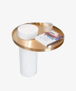 Cylindrical Stone Legs Stainless Steel Top Side Tables A0402-0032