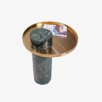 Cylindrical Stone Legs Stainless Steel Top Side Tables A0402-0033