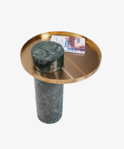 Cylindrical Stone Legs Stainless Steel Top Side Tables A0402-0033