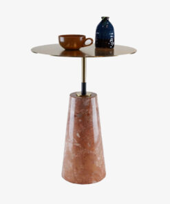 Trapezoidal Stone Legs Stainless Steel Top Side Tables A0402-0004