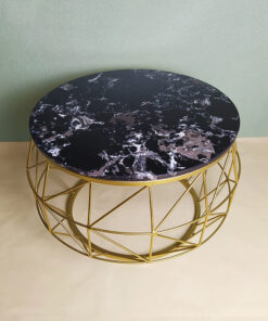 Round Black Stone With Veins Coffee Table A0401-0034