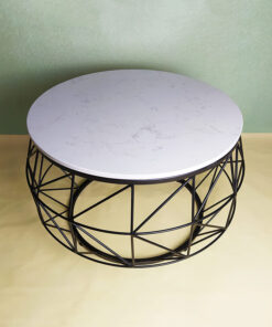 Round White Stone With Veins Coffee Table A0401-0033
