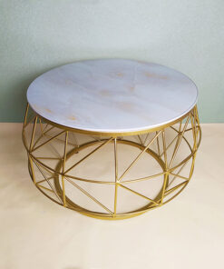 Round White Glass Table With Veins Coffee Table A0401-0030