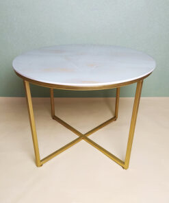 Round White Glass With Veins Coffee Table A0401-0010