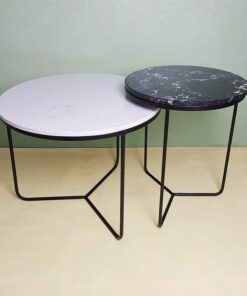 Black & White Stone With Veins Nesting Table A0403-0014
