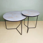 White Glass With Veins Nesting Table A0403-0008