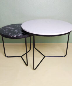 Black & White Stone With Veins Nesting Tables A0403-0021