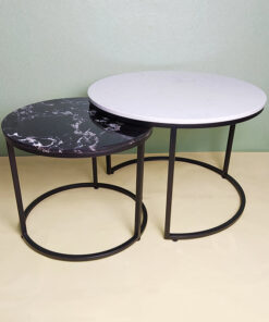 Black & White Stone With Veins Nesting Tables A0403-0007
