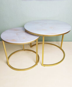 White Glass With Veins Nesting Tables A0403-0001