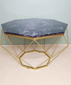 Hexagonal Black Stone With Veins Coffee Table A0401-0004