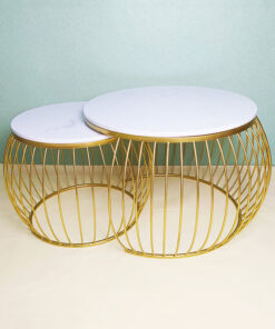 White Stone With Veins Nesting Tables A0403-0027