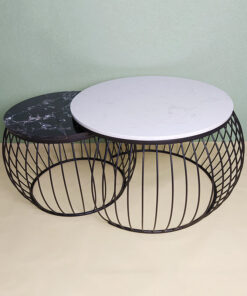 Black & White Stone With Veins Nesting Tables A0403-0028