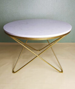 Round White Stone With Veins Coffee Table A0401-0018