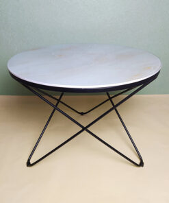 Round White Glass With Veins Coffee Table A0401-0016