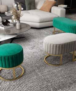 Velvet Bench With Metal Legs Ottoman Stool A0101-0011