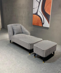 Black & White Check Fabric Upholstered Day Bed A0201-0001