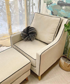 Black Trim Cream Single Sofa Chair A0102-0024