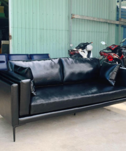 Black Leather 3 Seater Couch A0104-0027