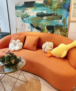 Orange Curved Couch Sofa A0105-0003