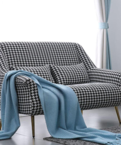 Black & White Check Fabric Upholstered Loveseat A0103-0005