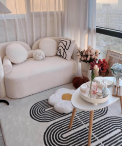 Semicircular Backrest White Loveseat A0103-0011