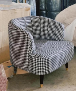 Black & White Check Fabric Upholstered Single Sofa Chair A0102-0022