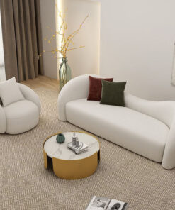 Curved Back White Sofa Set A0108-0014